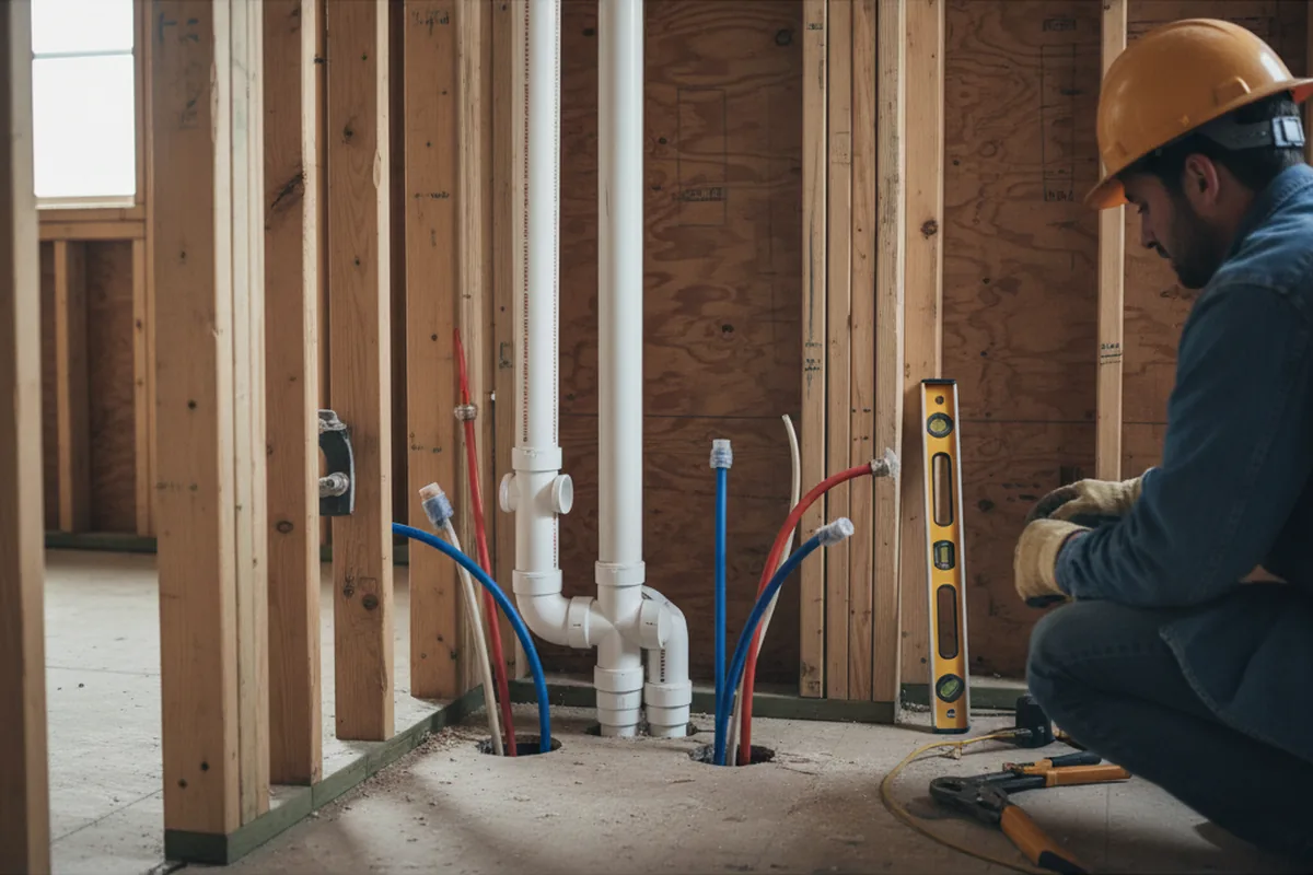 Drain and supply rough-in during Sump Pump Repair in Cotati