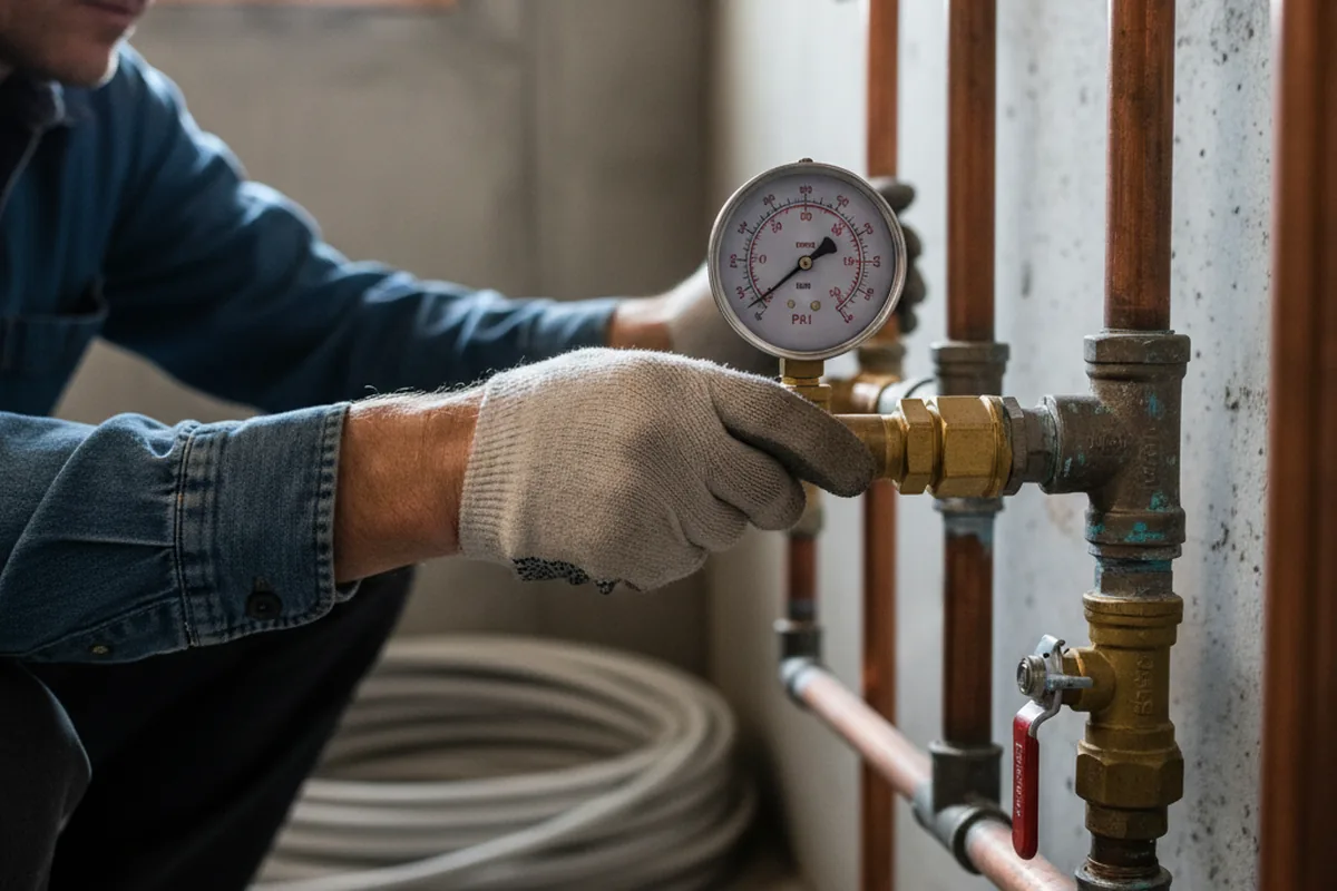 Pressure testing a repaired line during Water Line Repair in Cotati